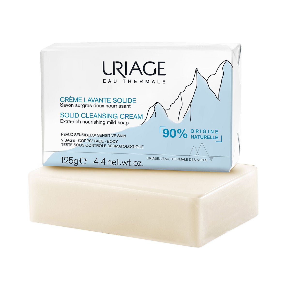 Тверде очищувальне крем-мило для обличчя та тіла Uriage Lavante Solid Cleansing Cream, 125 г